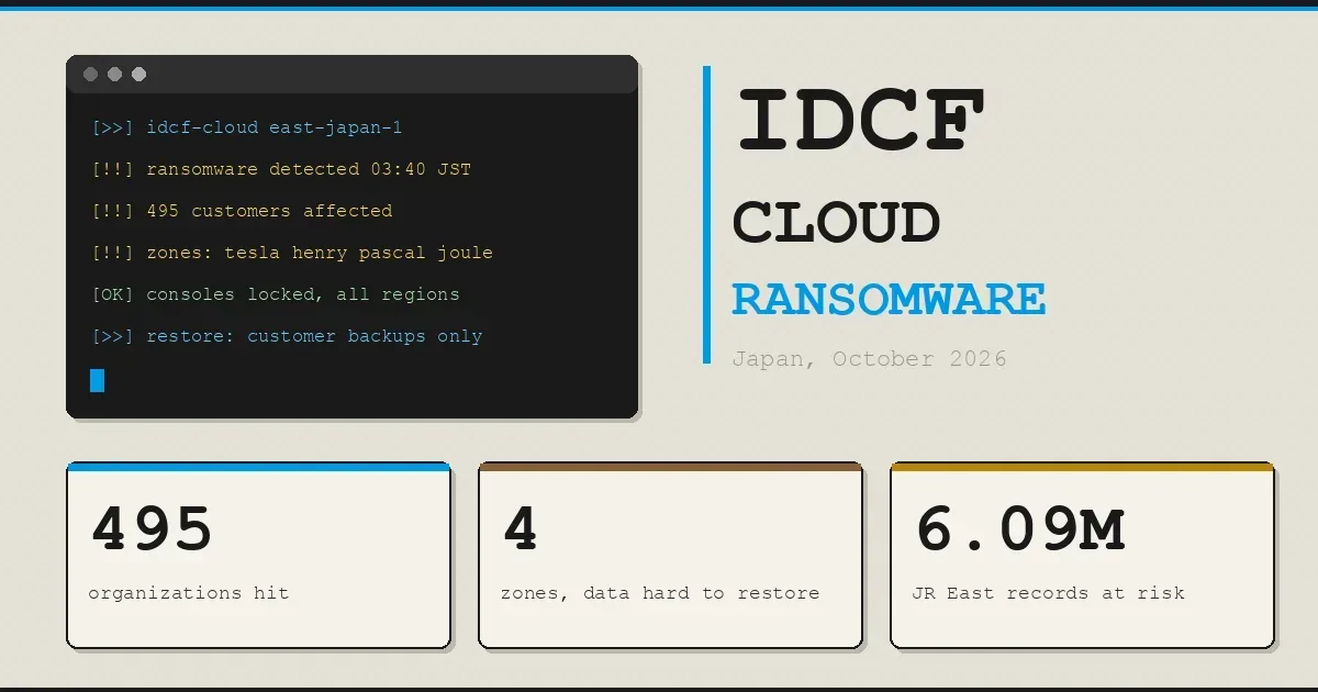 Ransomware Hits IDCF Cloud in Japan, Affecting 495 Organizations Including JR East
